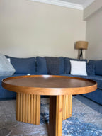 Noor Round Table— Solid Beech Wood — Natural Oak Stain