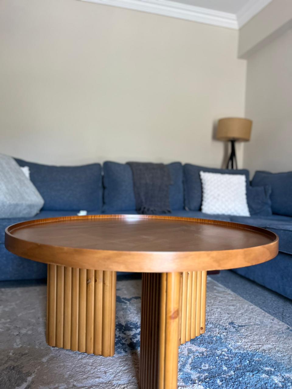 Noor Round Table— Solid Beech Wood — Natural Oak Stain