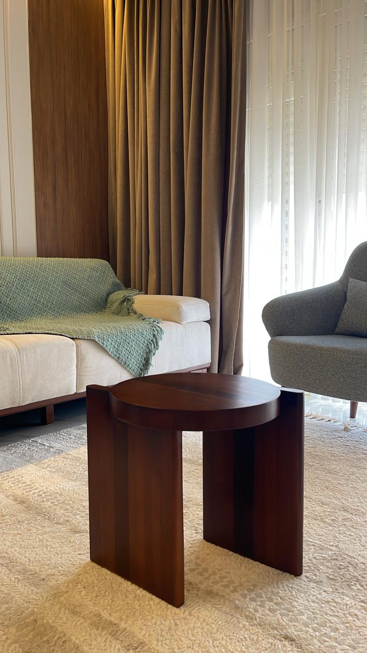 Samt Side Table— Solid Pitch Pine Wood — Dark Oak Stain