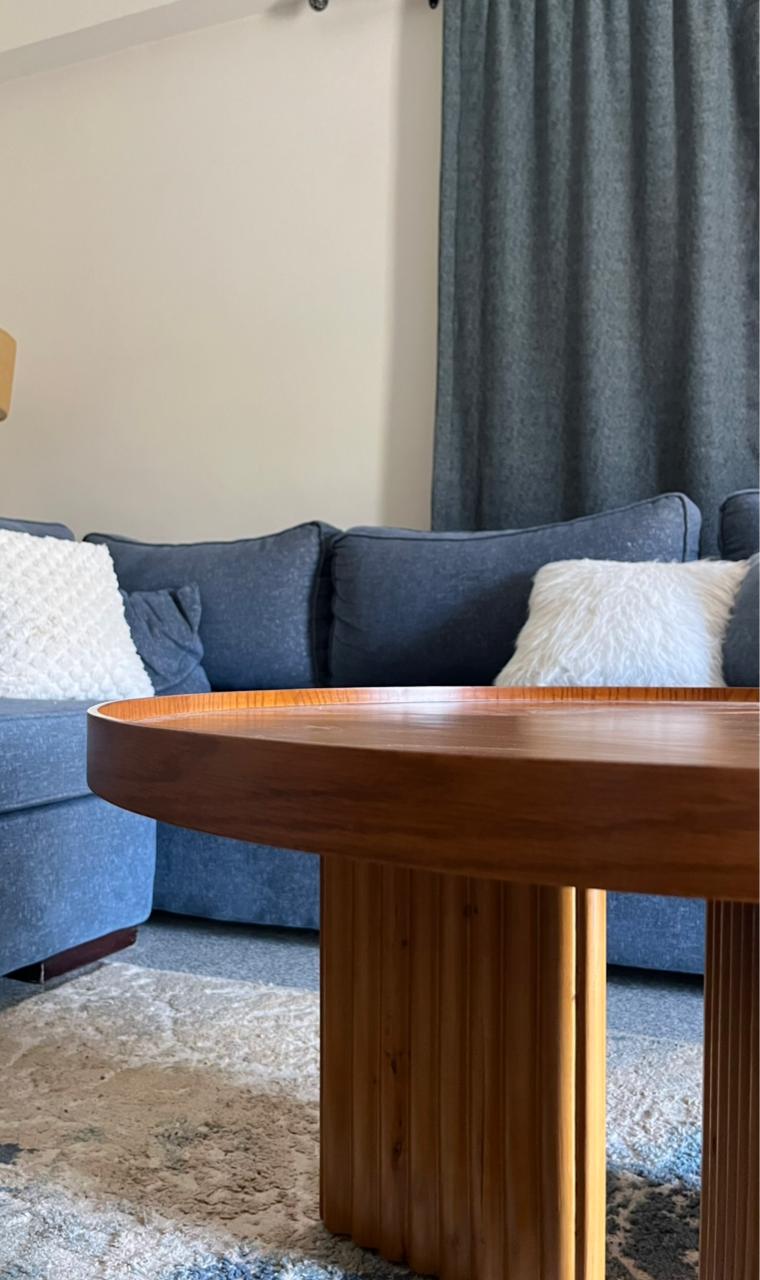 Noor Round Table— Solid Beech Wood — Natural Oak Stain