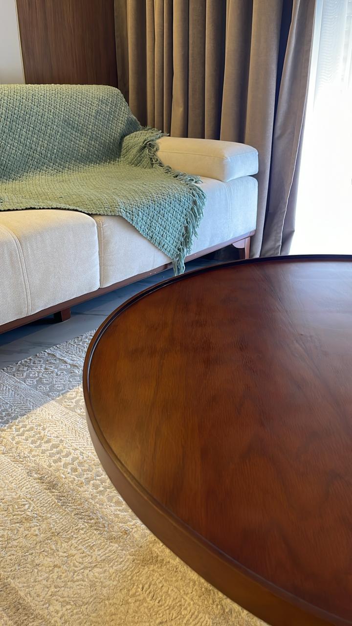 Noor Round Table — Solid Beech Wood — Dark Oak Stain