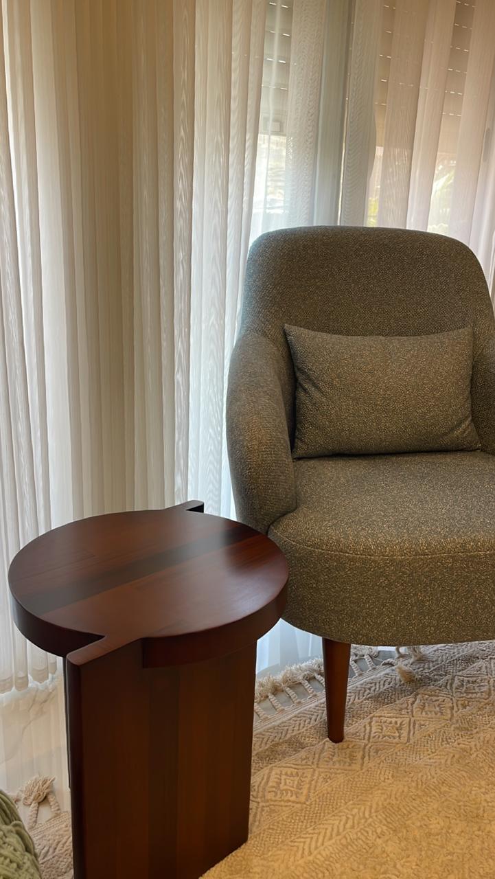 Samt Side Table— Solid Pitch Pine Wood — Dark Oak Stain