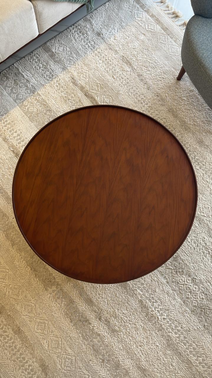 Noor Round Table — Solid Beech Wood — Dark Oak Stain