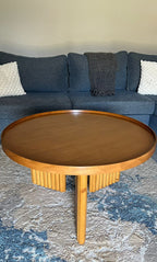 Noor Round Table— Solid Beech Wood — Natural Oak Stain
