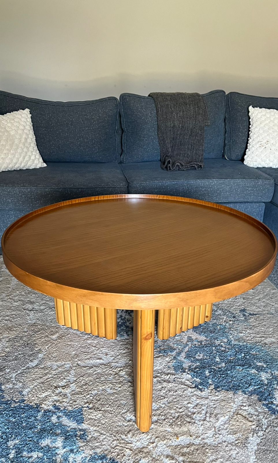 Noor Round Table— Solid Beech Wood — Natural Oak Stain