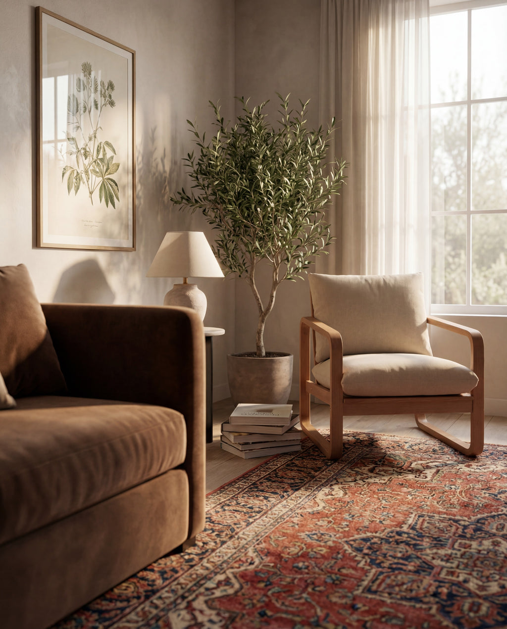 Jidhr Lounge Chair—Natural Solid Beech Wood