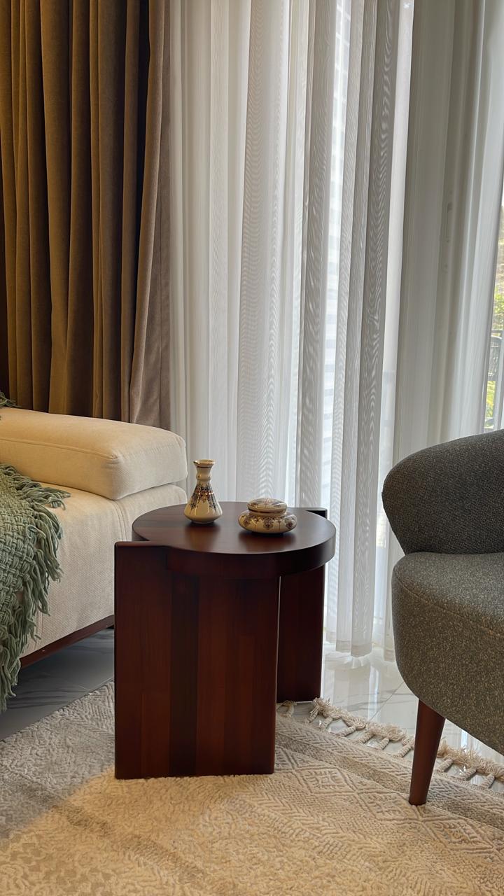 Samt Side Table— Solid Pitch Pine Wood — Dark Oak Stain