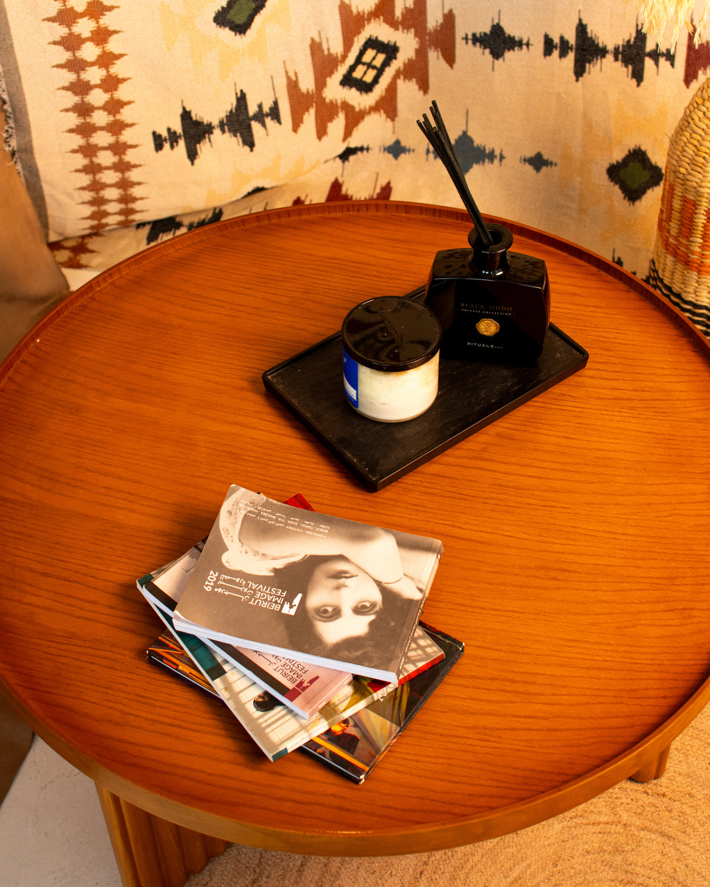Noor Round Table— Solid Beech Wood — Natural Oak Stain