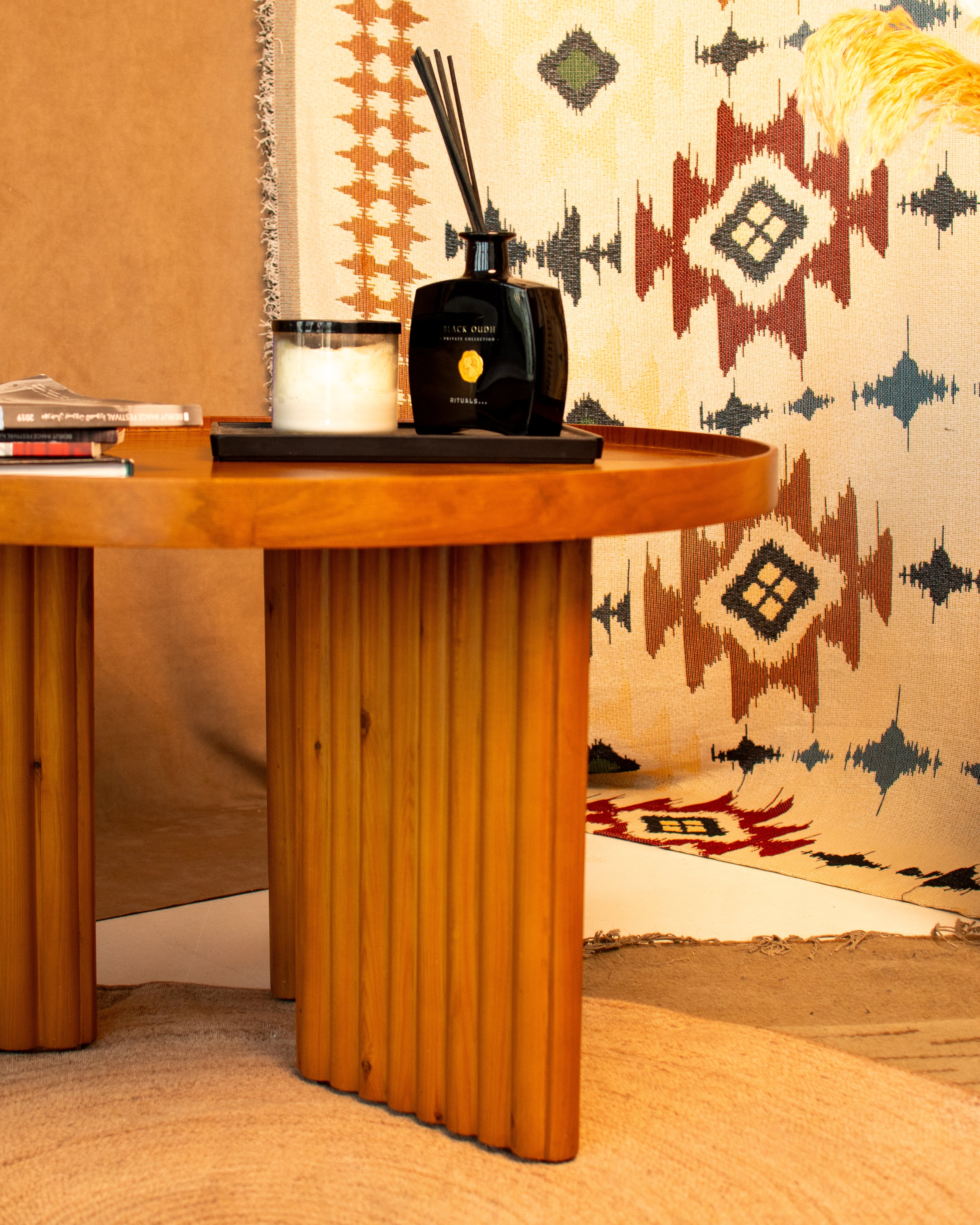 Noor Round Table— Solid Beech Wood — Natural Oak Stain