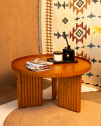 Noor Round Table— Solid Beech Wood — Natural Oak Stain