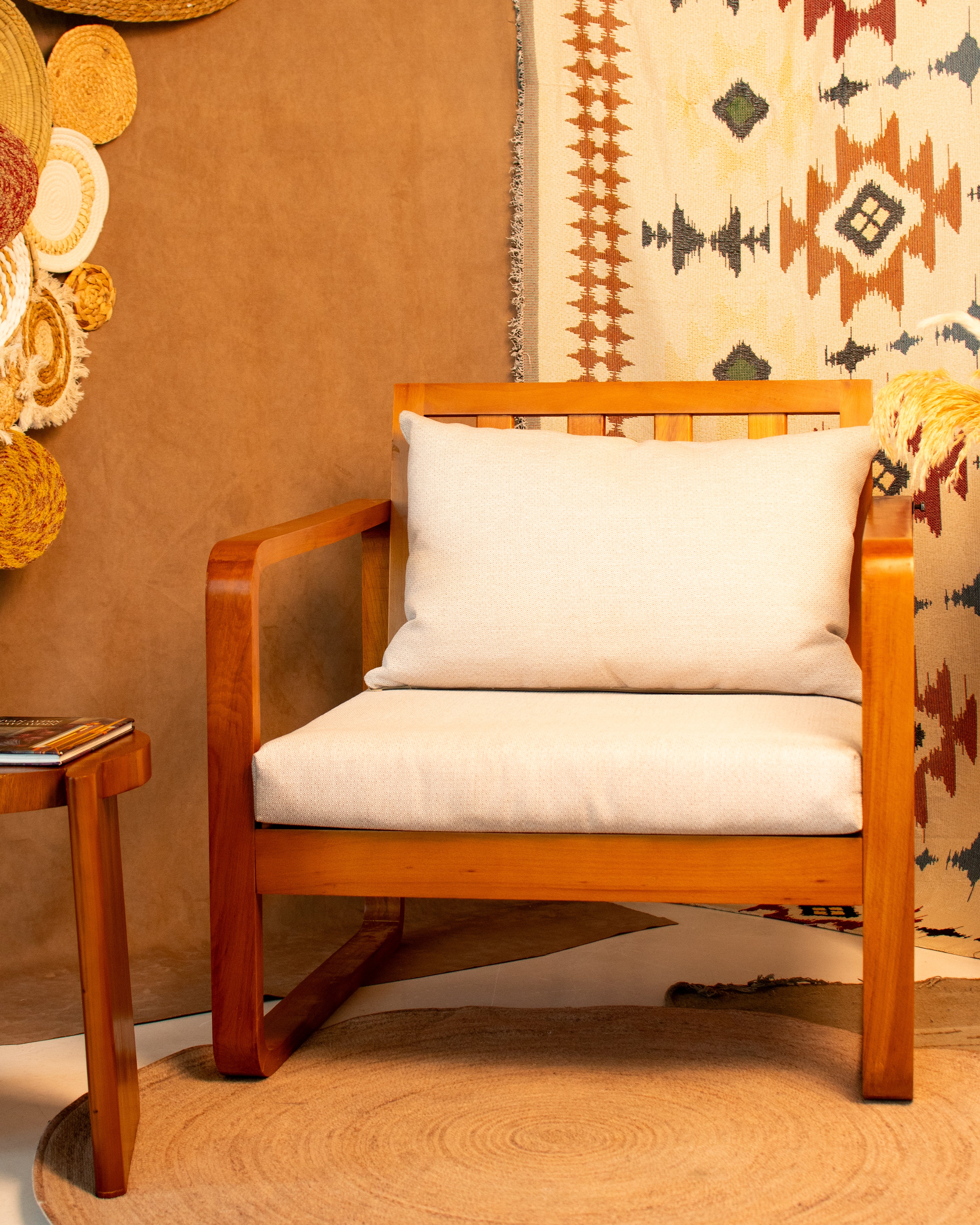 Jidhr Lounge Chair—Natural Solid Beech Wood