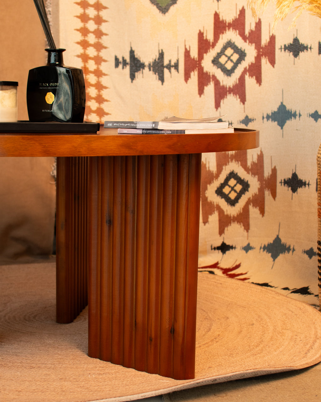 Noor Round Table — Solid Beech Wood — Dark Oak Stain
