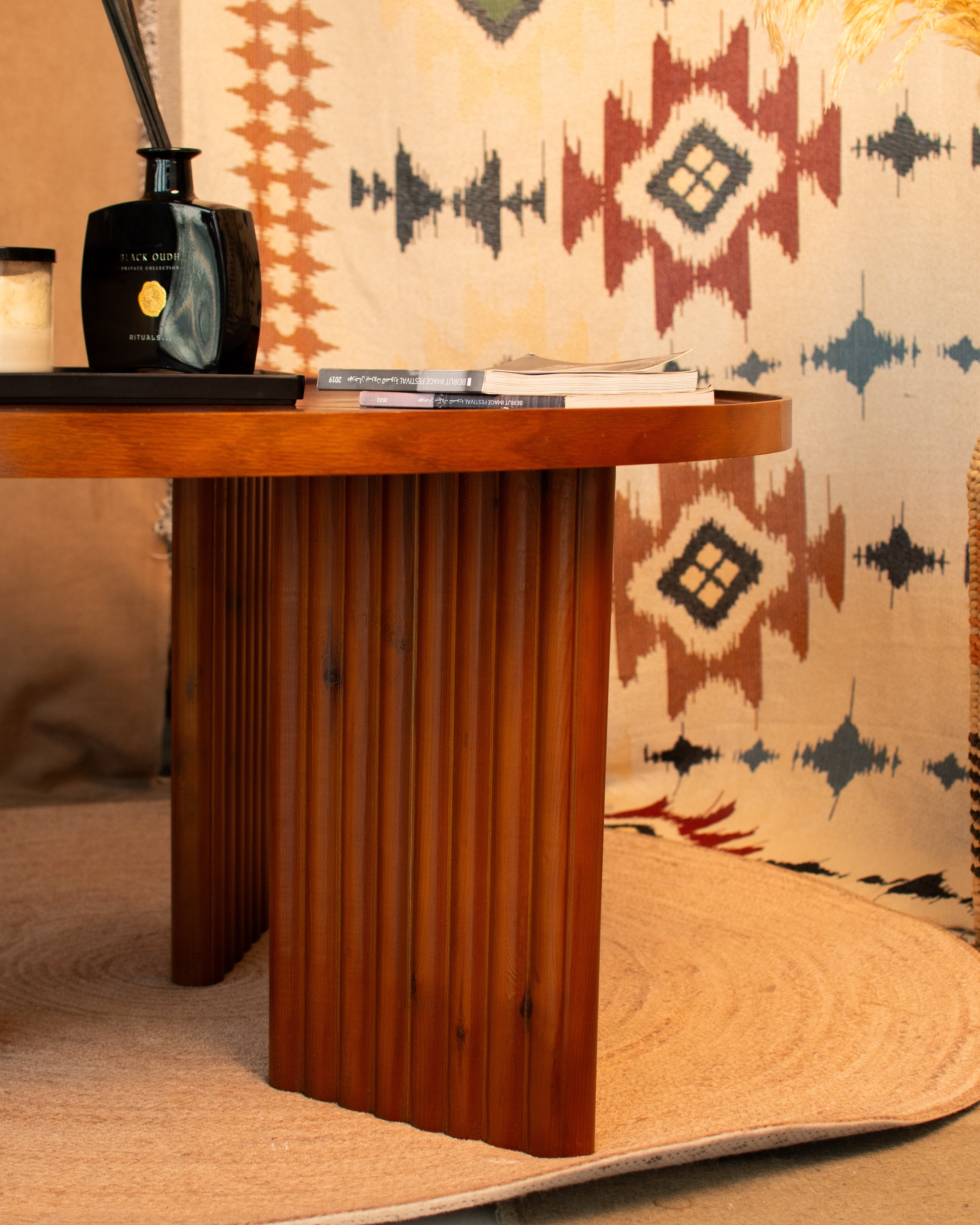 Noor Round Table — Solid Beech Wood — Dark Oak Stain