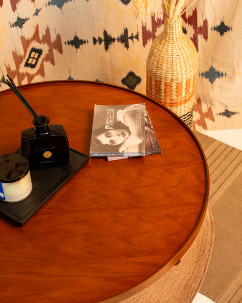 Noor Round Table — Solid Beech Wood — Dark Oak Stain
