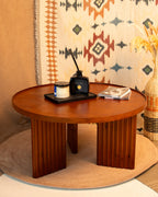 Noor Round Table — Solid Beech Wood — Dark Oak Stain