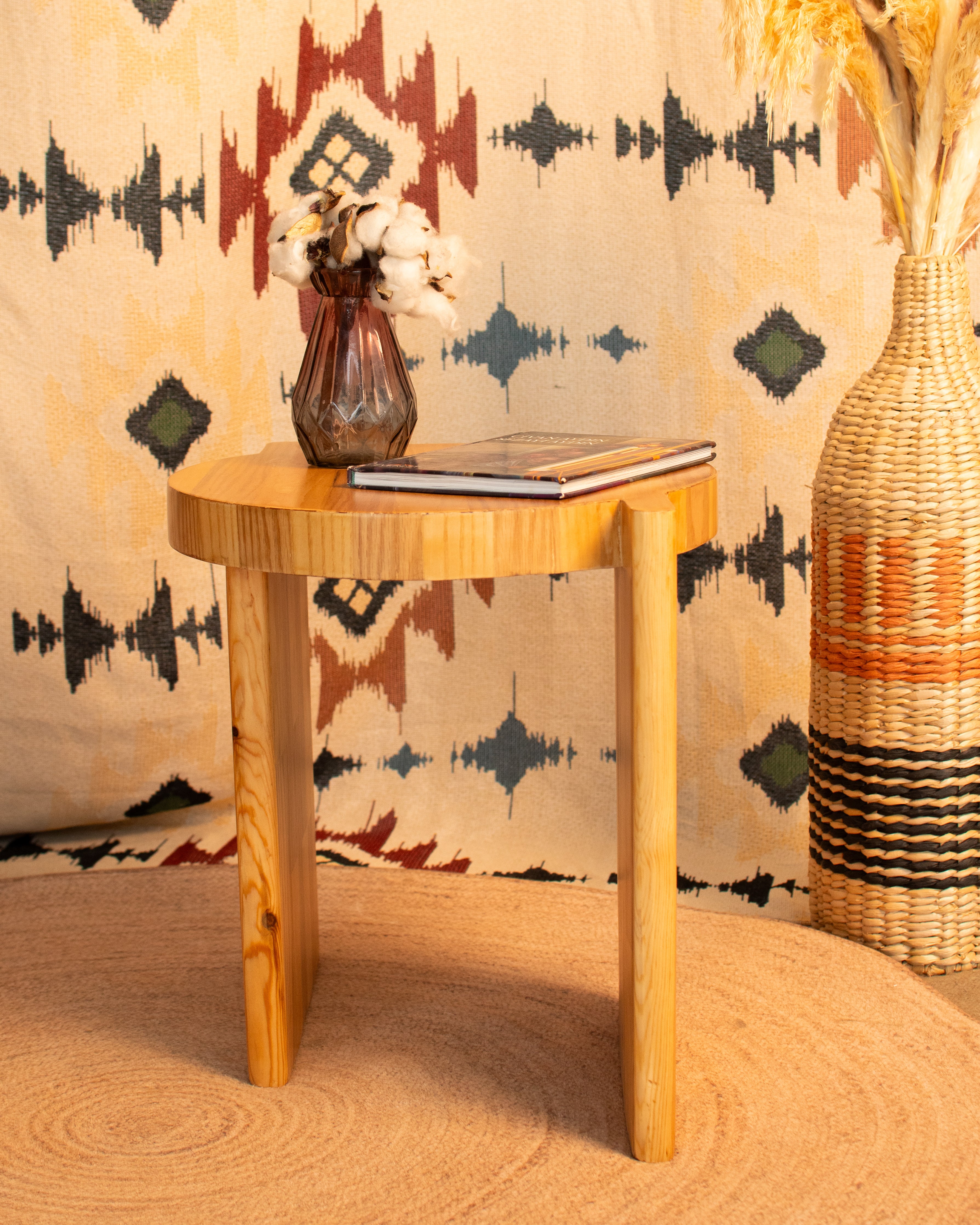 Samt Side Table —Natural Pitch Pine Wood